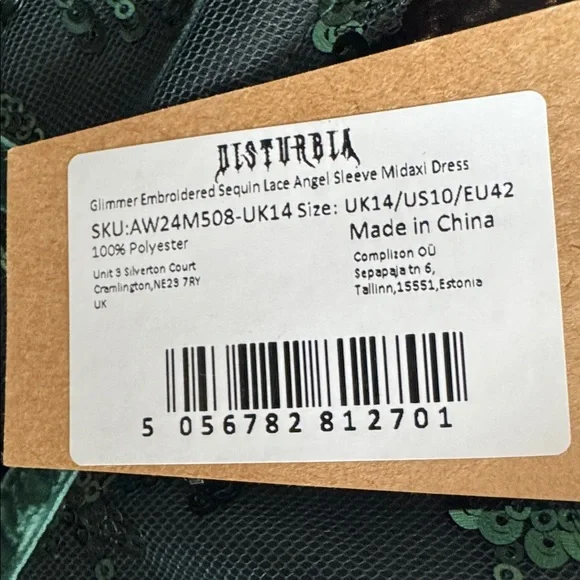 Disturbia Glimmer Embroidered Sequin Lace Angel Sleeve Midi Dress - Picture 14 of 14